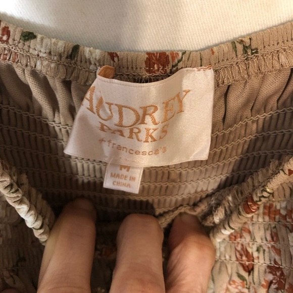 Audrey Parks For Francesca's Smocked Dress M Puff Sleeve Cottage Romantic Floral - Picture 8 of 9